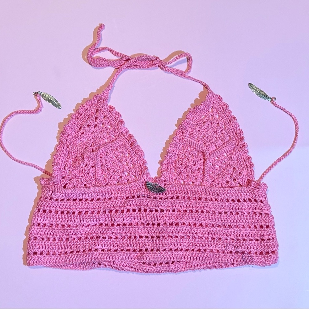 Pink Crochet Halter Top